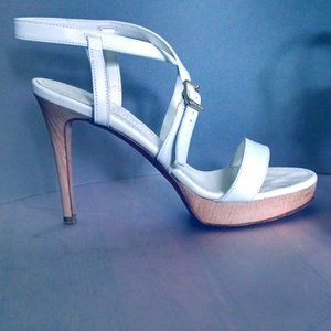 Ralph Lauren Jesse White Leather Strap Heels
